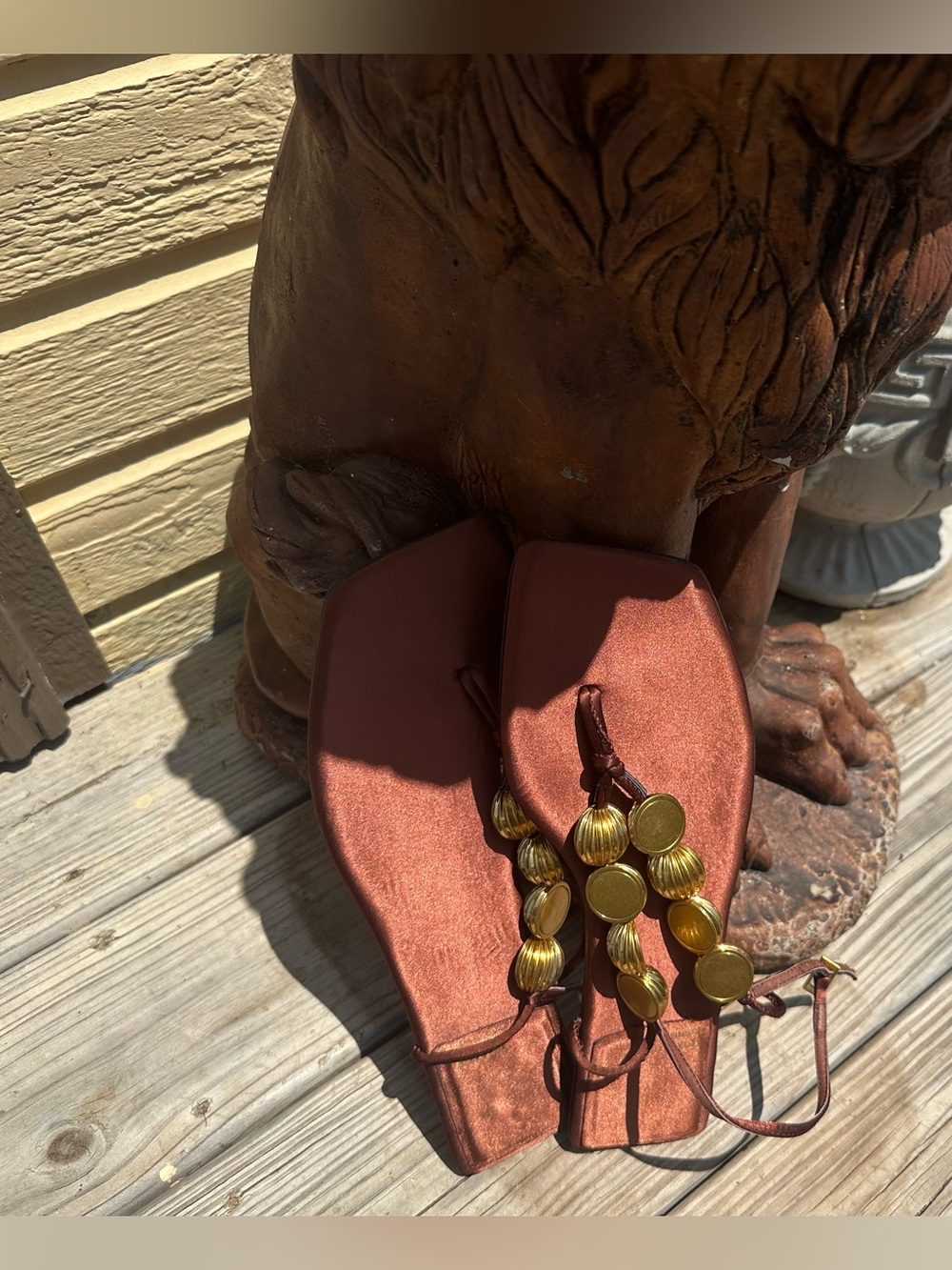 Jeffrey Campbell Yucatan Bead Sandals - Copper Satin / Gold size 11 NWOT - Picture 6 of 12